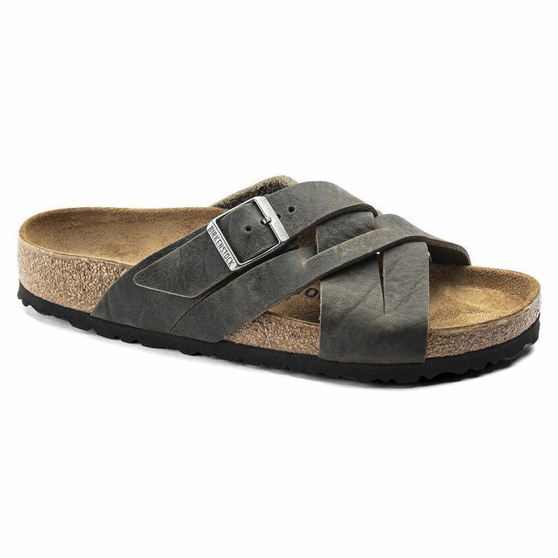 Birkenstock Lugano Oiled Læder Sandaler Herre Khaki | DK 220QMA